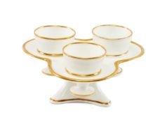 RARE SWANSEA PORCELAIN EGGCUP STAND circa 1815-1817, of trefoil shape on splayed base, complete with