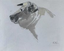 ‡ SIR KYFFIN WILLIAMS RA (Welsh 1918-2006) watercolour - entitled verso 'Welsh Black Bull', signed