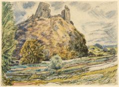 EDGAR HOLLOWAY (British, lived / worked Wales 1904-2008) watercolour - entitled, 'Dryslwyn', signed,