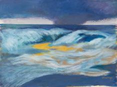 ‡ JOHN ELWYN (Welsh 1916-1997) acrylic on paper - 'Approaching Storm, Laugharne', signed and dated