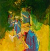 ‡ TOM NASH (Welsh 1931-2013) oil - entitled verso, 'Festival Fontvieille' on Attic Gallery label,