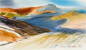 ‡ MARY LLOYD JONES (Welsh b.1934) watercolour - rolling hills landscape, signed and dated '89, 17
