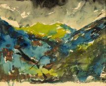 ‡ JAMES LAWRENCE ISHERWOOD (British 1917-1989) watercolour - entitled 'Welsh Wales', signed, 21 x