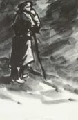 ‡ SIR KYFFIN WILLIAMS RA (Welsh 1918-2006) monochrome print by courtesy of Ioan and Margaret Bowen-