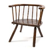 19TH CENTURY WELSH STICK CHAIR probably West Wales, two-piece bowed armrest above eleven ash bars,