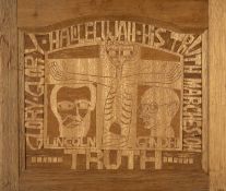 ‡ PAUL PETER PIECH (American, lived / worked Wales 1920-1996) rare wood carved panel - entitled '