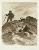 ‡ SIR KYFFIN WILLIAMS RA (Welsh 1918-2006) limited edition (41/150) monochrome lithograph - farmer