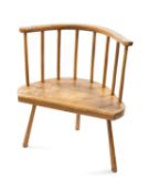 19TH C.WELSH STICKBACK ARMCHAIR, probably Carmarthenshire, one-piece steam-bowed arm-rail, supported