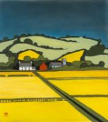 ‡ TOM JONES (Welsh 20th Century) pastel - entitled verso 'Eglwysbach', signed with monogram, 49.5