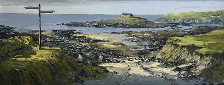 ‡ CHARLES WYATT WARREN (Welsh 1908-1993) oil on board - entitled verso 'The Church at Llangwyfan