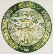 ‡ MARGARET JONES (Welsh 1918-2024) watercolour - visual interpretation of horoscope sign Pisces,