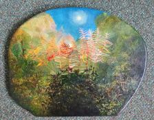 ‡ SARA PHILPOT (b.1963 British, worked in Wales) oil on panel - entitled verso, 'Astilbes', signed