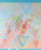 ‡ ELFYN JONES (Welsh Contemporary) oil on canvas - entitled verso 'Dissolving Structures', signed