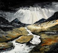 ‡ PETER GORSUCH (Welsh Contemporary) oil on board - entitled verso 'After the Storm, Eryri /