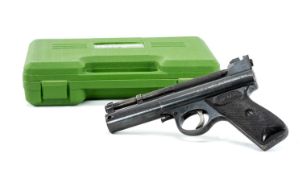 THE SHOOTING CLUB HOUSE: WEBLEY MARK I .22 AIR PISTOL, blackened all over, with named and