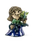 THE RUGBY UNION CLUB HOUSE: RARE & UNIQUE GROGG FIGURE OF BRANWEN WITH HER STARLING, incised