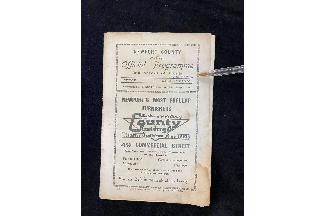 THE FOOTBALL CLUB HOUSE: EARLY NEWPORT COUNTY AFC PROGRAMMES OF SEASONS 1923 - 1928, programmes of - Image 10 of 11