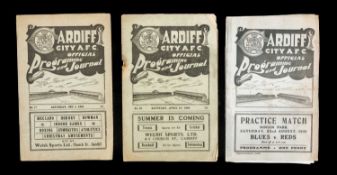 THE FOOTBALL CLUB HOUSE: TWO CARDIFF CITY PROGRAMMES FROM 1930s, Cardiff City vs. Watford dated