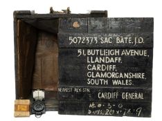 MILITARY / AVIATION CLUB HOUSE: ROYAL AIR FORCE WOODEN BOX, painted 5072373 SAC BATE, J.D., with