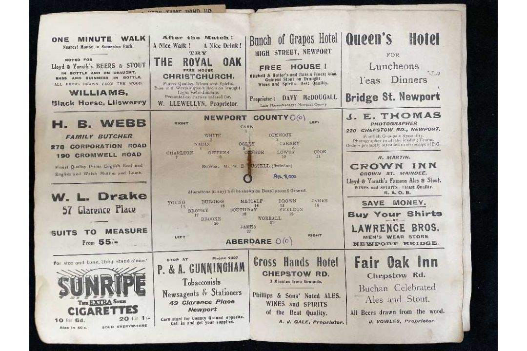 THE FOOTBALL CLUB HOUSE: EARLY NEWPORT COUNTY AFC PROGRAMMES OF SEASONS 1923 - 1928, programmes of - Image 11 of 11