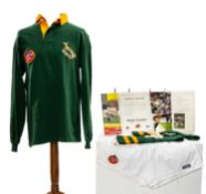 THE RUGBY UNION CLUB HOUSE: NAAS BOTHA MATCH WORN SOUTH AFRICA 1992 JERSEY / KIT comprising no. 10