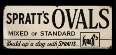THE ADVERTISING CLUB HOUSE: VINTAGE 'SPRATT'S OVALS' ENAMEL SIGN, black lettering 'Mixed or Standard