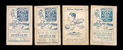 THE FOOTBALL CLUB HOUSE: FOUR CARDIFF CITY PROGRAMMES FROM 1930s, to include Cardiff City vs.