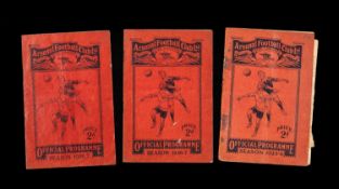 THE FOOTBALL CLUB HOUSE: THREE ARSENAL PROGRAMMES; Arsenal vs. Cardiff City dated October 17th