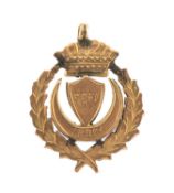 THE FOOTBALL CLUB HOUSE: 9CT ROSE GOLD MEDALLION for Welsh SCFA 1900-/01 R Morris, 4.6gms,