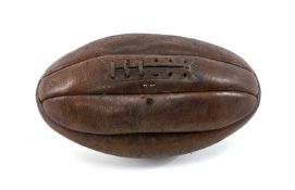 THE RUGBY CLUB HOUSE: MATCH BALL BELIEVED FROM THE 1938 BRITISH LIONS TOUR in brown eight panelled