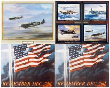 MILITARY / AVIATION CLUB HOUSE: Assorted WWII souvenir prints, comprising Bradford Exchange set of 4
