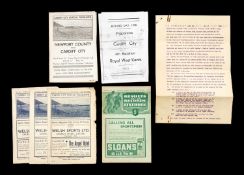 THE FOOTBALL CLUB HOUSE: CARDIFF CITY PROGRAMMES FROM 1939 - 1940 SEASON including three original