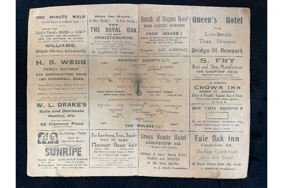 THE FOOTBALL CLUB HOUSE: EARLY NEWPORT COUNTY AFC PROGRAMMES OF SEASONS 1923 - 1928, programmes of - Image 7 of 11