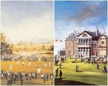 THE GOLF CLUB HOUSE: SIX BRIAN SHIELDS COLOUR PRINTS: comprising 5x 'Does that Mean the Bags Full of