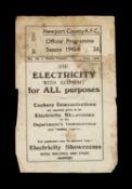 THE FOOTBALL CLUB HOUSE: NEWPORT COUNTY AFC PROGRAMME FROM SEASON 1945 - 1946, Newport County vs.
