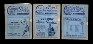 THE FOOTBALL CLUB HOUSE: PROGRAMMES FROM 1932, including Exeter City vs. Cardiff City dated November