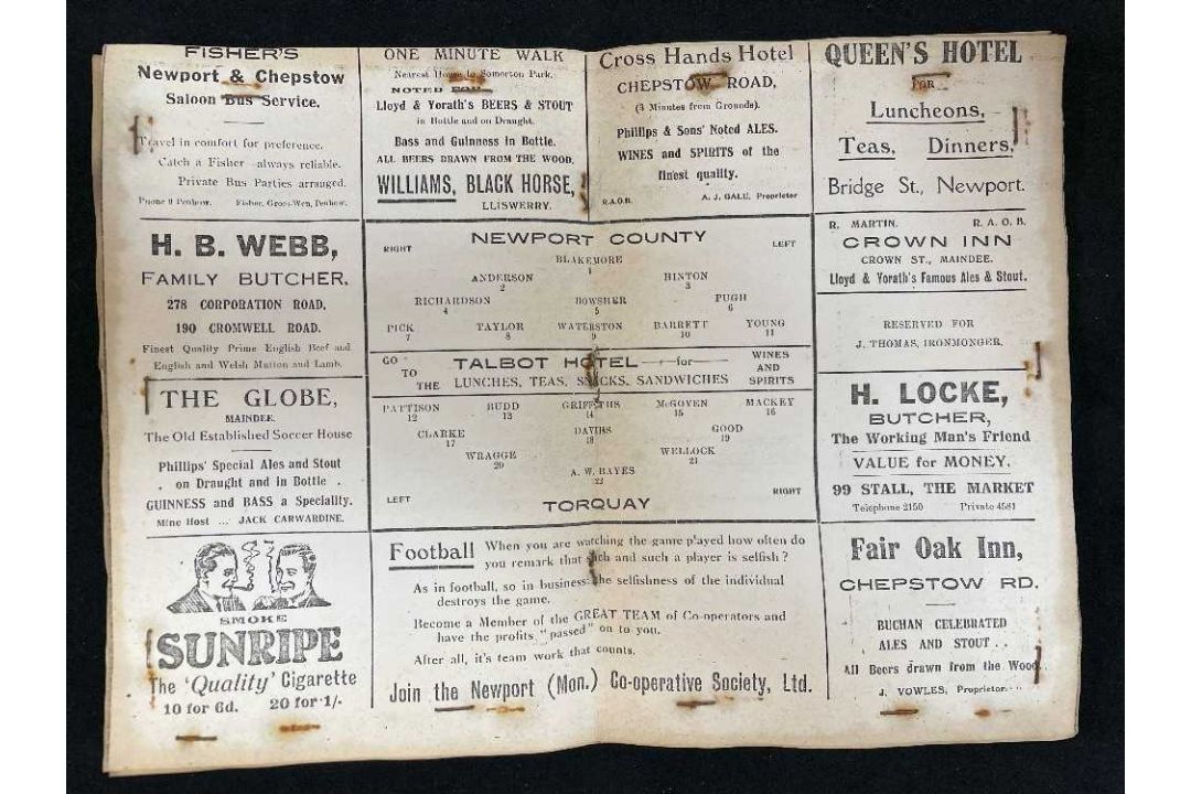 THE FOOTBALL CLUB HOUSE: EARLY NEWPORT COUNTY AFC PROGRAMMES OF SEASONS 1923 - 1928, programmes of - Image 5 of 11