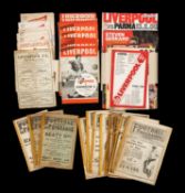 THE FOOTBALL CLUB HOUSE: LIVERPOOL PROGRAMMES OF SEASONS 1921 - 2000, programmes of note include