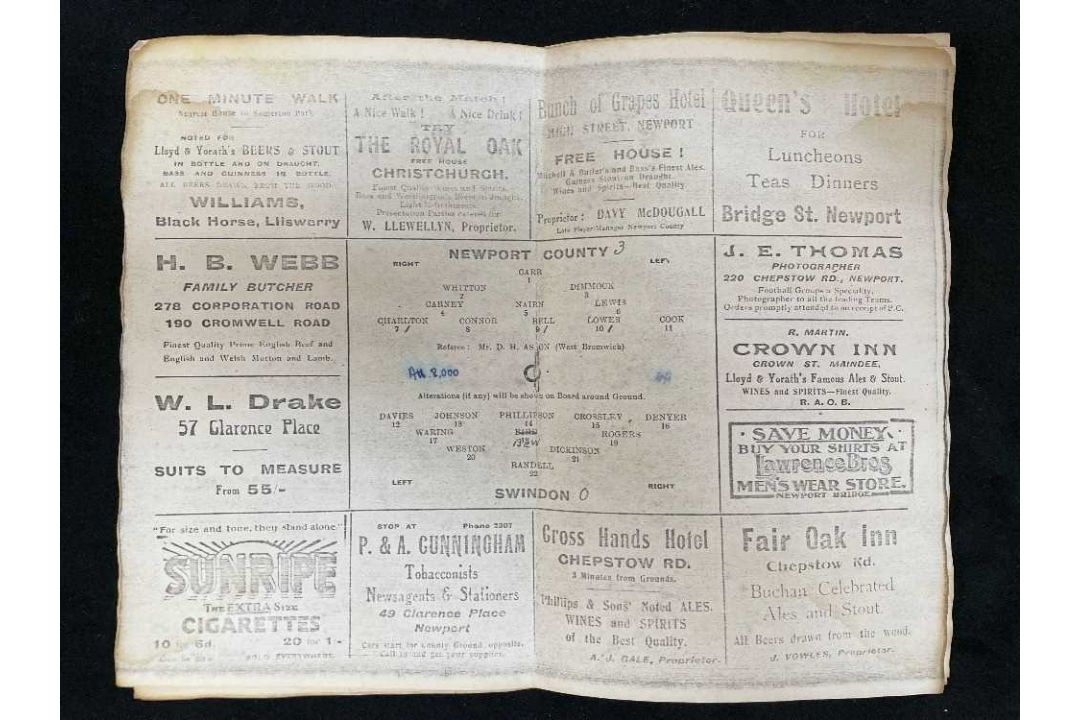 THE FOOTBALL CLUB HOUSE: EARLY NEWPORT COUNTY AFC PROGRAMMES OF SEASONS 1923 - 1928, programmes of - Image 9 of 11