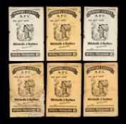 THE FOOTBALL CLUB HOUSE: SIX NEWPORT COUNTY AFC PROGRAMMES FROM SEASON 1950 - 1951, Newport County