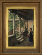 WILLIAM SCOTT (British, 19th C.) oil on canvas - Cloisters at San Gregorio, Venice, signed, labelled