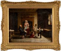 EDMUND SWIFT JNR. (19th C.) oil on canvas - a Family in a Cottage Interior, signed and dated 1858,