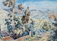 ‡ EDGAR HOLLOWAY (British, 1928-1992) watercolour- Eucalyptus Trees, signed, indistinctly titled and
