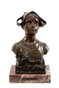 AFTER GEORGE DEMANGE (French, 1865-1945), patinated bronze - 'Bretonne au Gui', head and shoulders