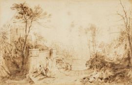 ATTR. TO JOSEPH MALLORD WILLIAM TURNER RA (British 1775 - 1851) sepia sketch on paper - Greek