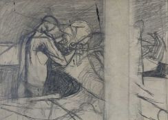 ‡ KEITH VAUGHAN (British, 1912-1977) pencil - Figures in a Landscape, 10.5 x 14.5cms Provenance: