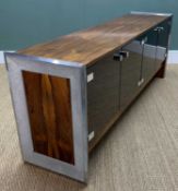 RICHARD YOUNG FOR MERROW ASSOC: ROSEWOOD & POLISHED METAL SIDEBOARD, mid-century modern, textured