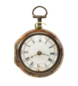 GILT COPPER & TORTOISESHELL/HORN VERGE PAIR CASED POCKET WATCH, Thomas Moore (London), London c.