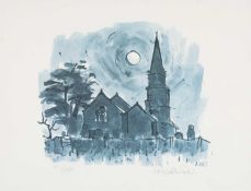 ‡ SIR KYFFIN WILLIAMS RA limited edition (51/250) print - Llanedwen church under moonlight, signed