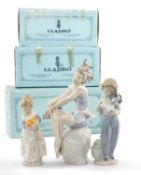 THREE LLADRÓ FIGURINES including, Mirando el mar (Bathing Beauty) 5615, Valencian Girl 4841, My